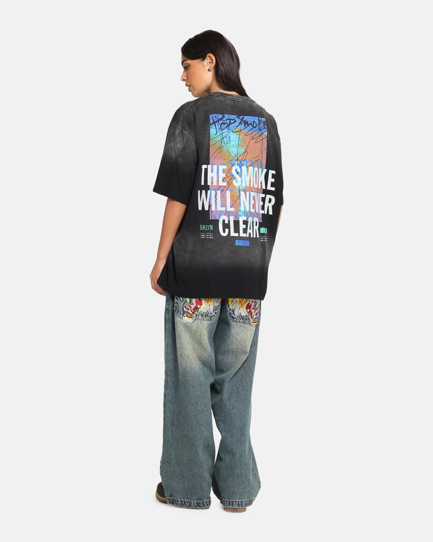 Pop Smoke Never Clear T-Shirt Black Wash Wrinkle Resistant Finish