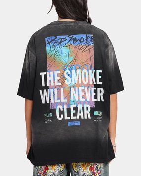 Pop Smoke Never Clear T-Shirt Black Wash Stretch Woven Material Stretch Blouse