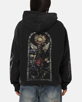 Saint Morta Kingdomcome Boxy Zip Hoodie Black Soft Touch Blend NonRestrictive Fit