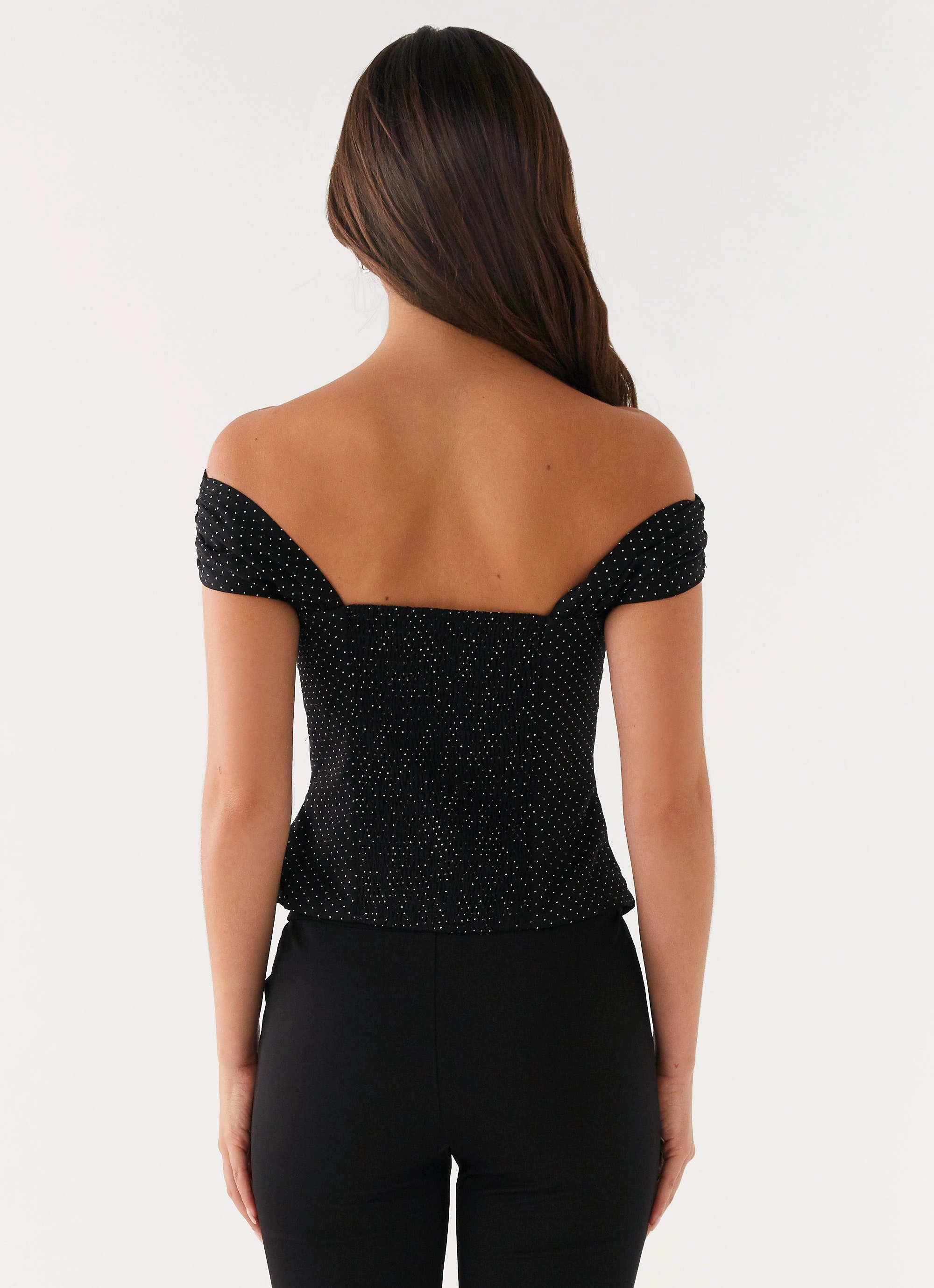 Quick Dry Feature Sheer Overlay Material Tamera Top - Black Polka Dot