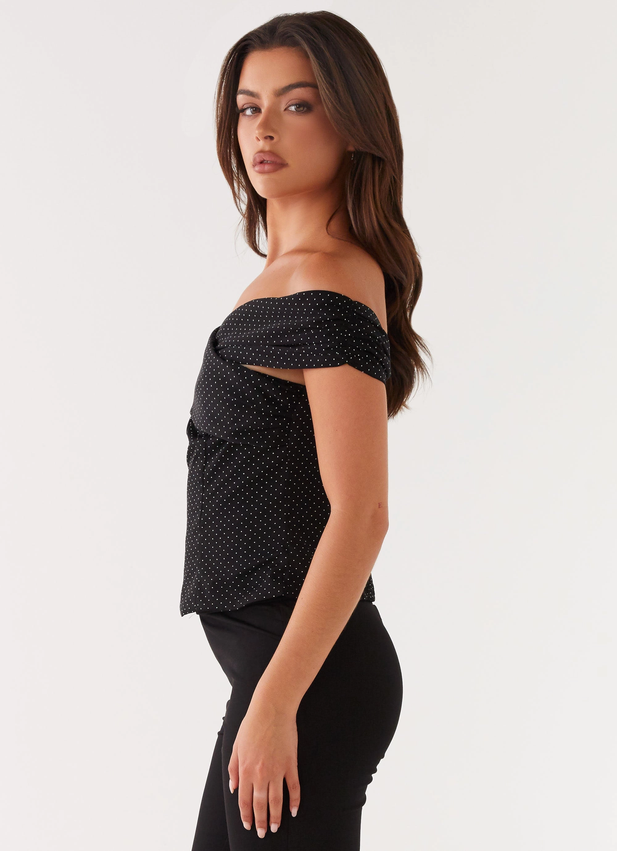 ReinforcedHems Tamera Top - Black Polka Dot