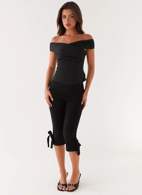 Tamera Top - Black Polka Dot EcoFriendly Material