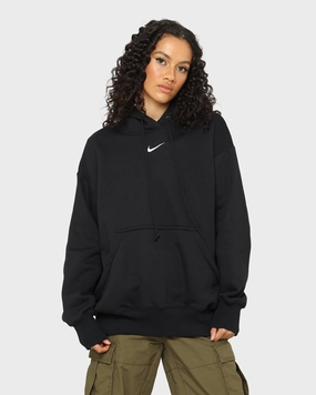 Contrast Stitch Detail Wrinkle resistant fabric Nike Women's Sportswear Phoenix Fleece Oversized Pullover Hoodie Black/Sail
