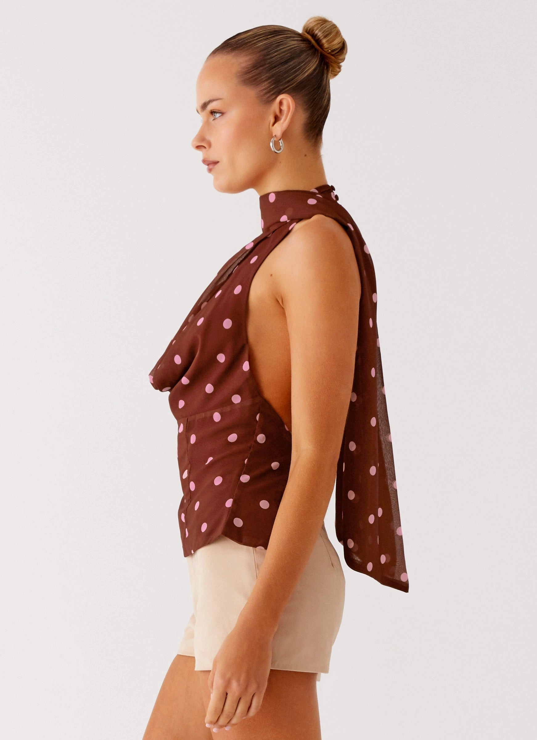 Stealing Love Scarf Top - Chocolate Strawberry Dot Sporty Tee