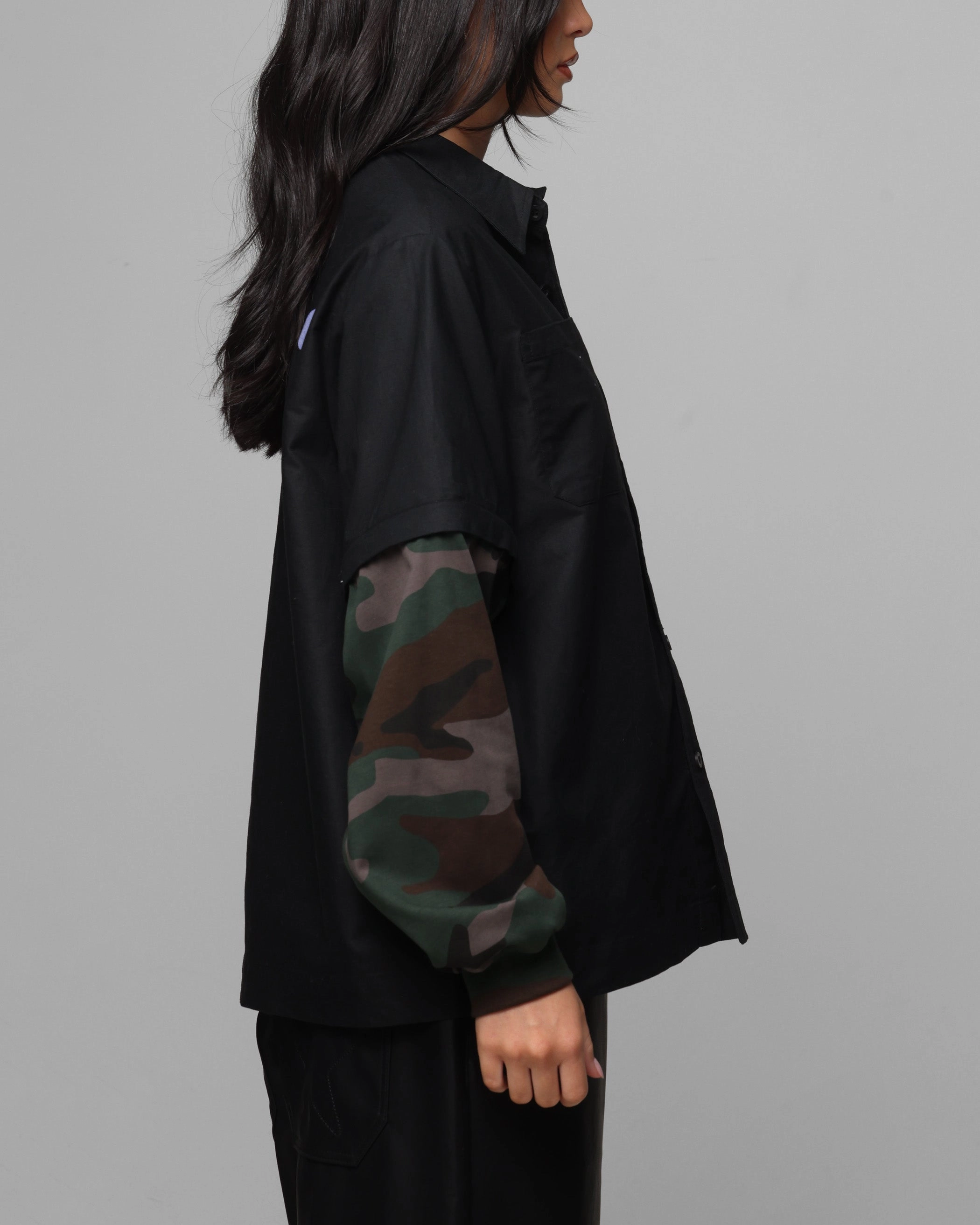 Stretchable Material Loiter Art Studio Work Shirt Black/Camo
