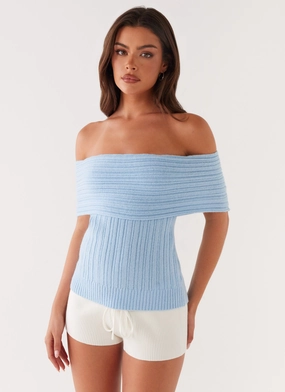 Rosen Knit Top - Blue VentilatedMeshPaneling Knit Fabric Technology