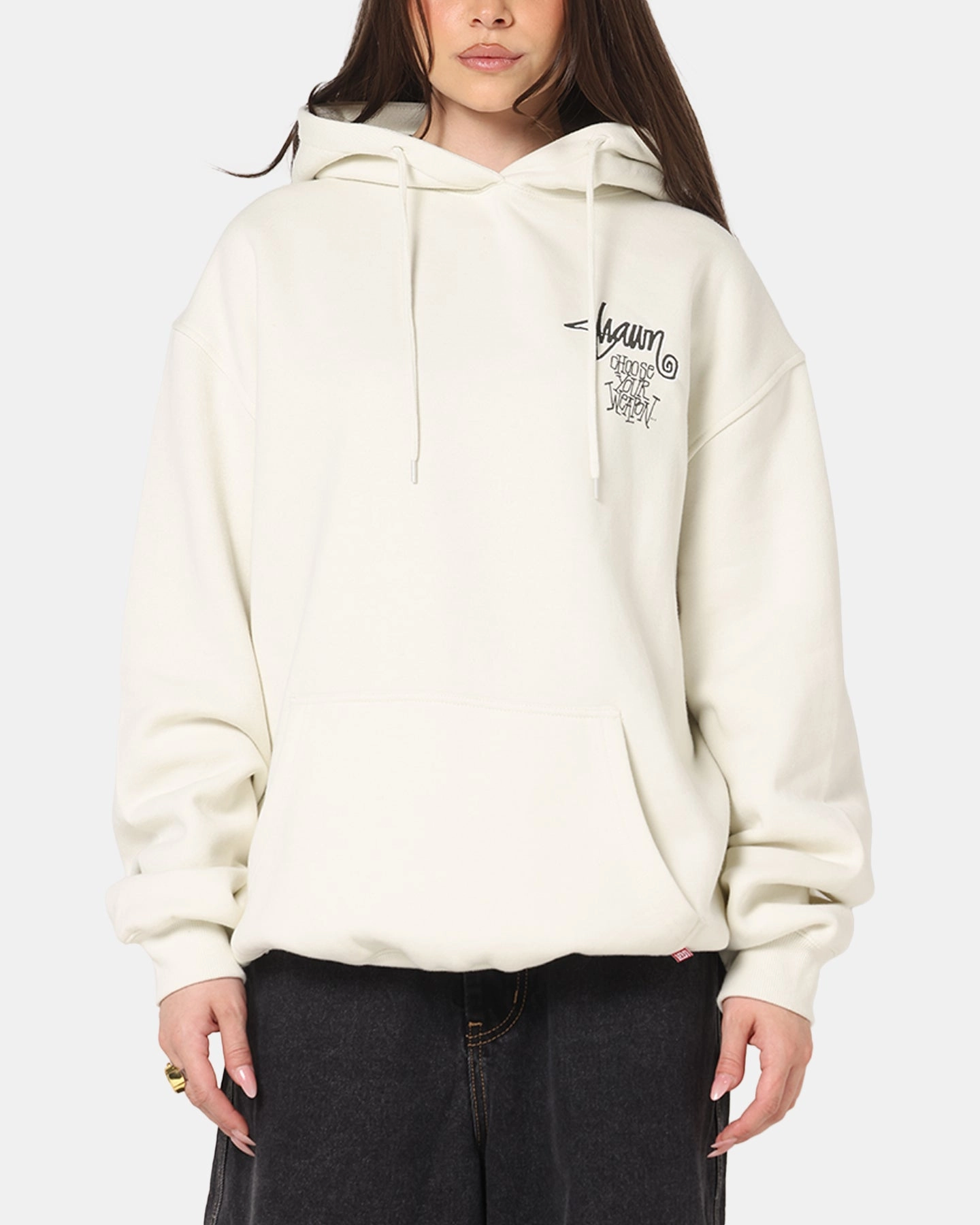 TwillWeave S Double Choose Your Weapon Hoodie Washed White