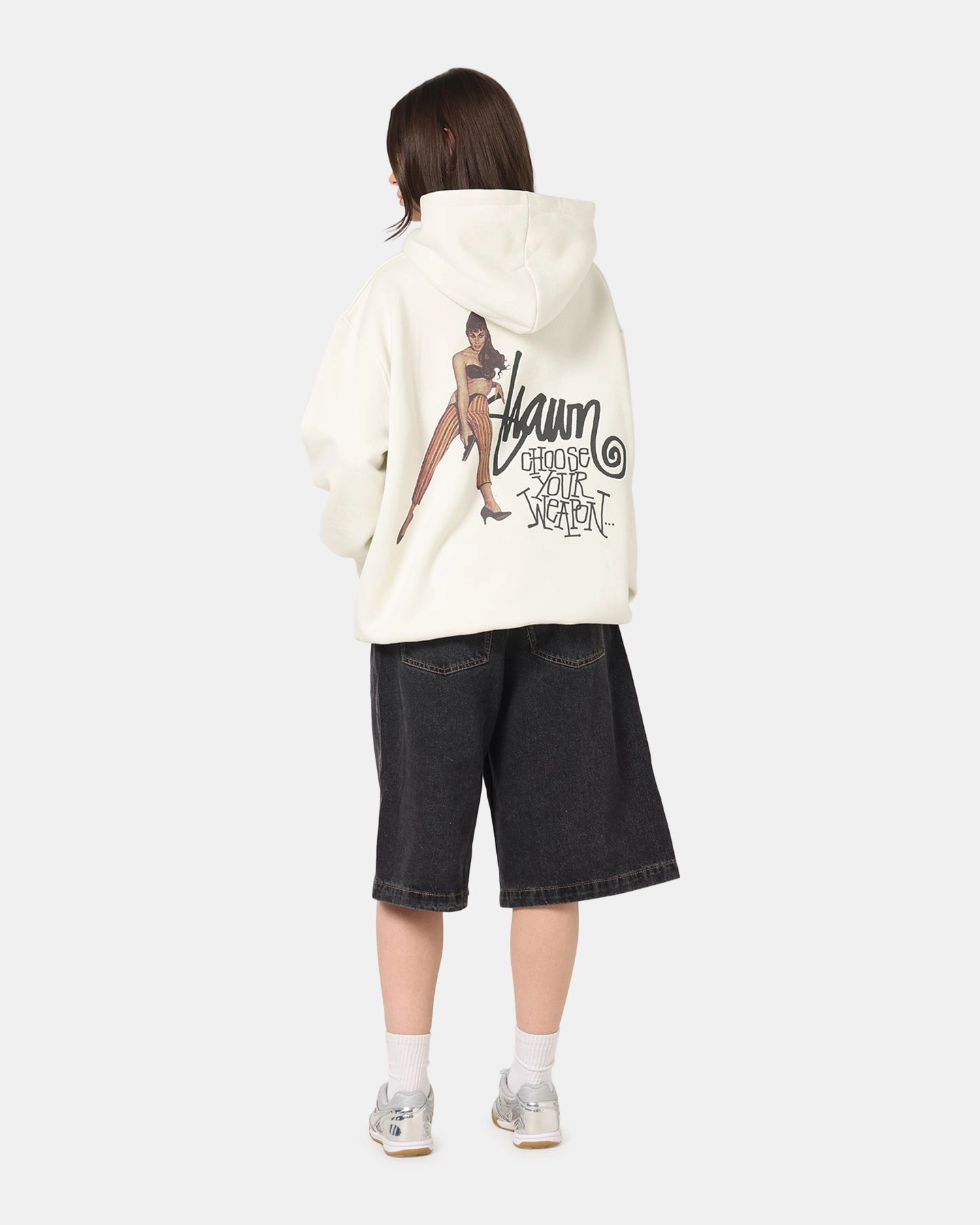 Noise Reduced Zipper PunctureResistantReinforcement S Double Choose Your Weapon Hoodie Washed White