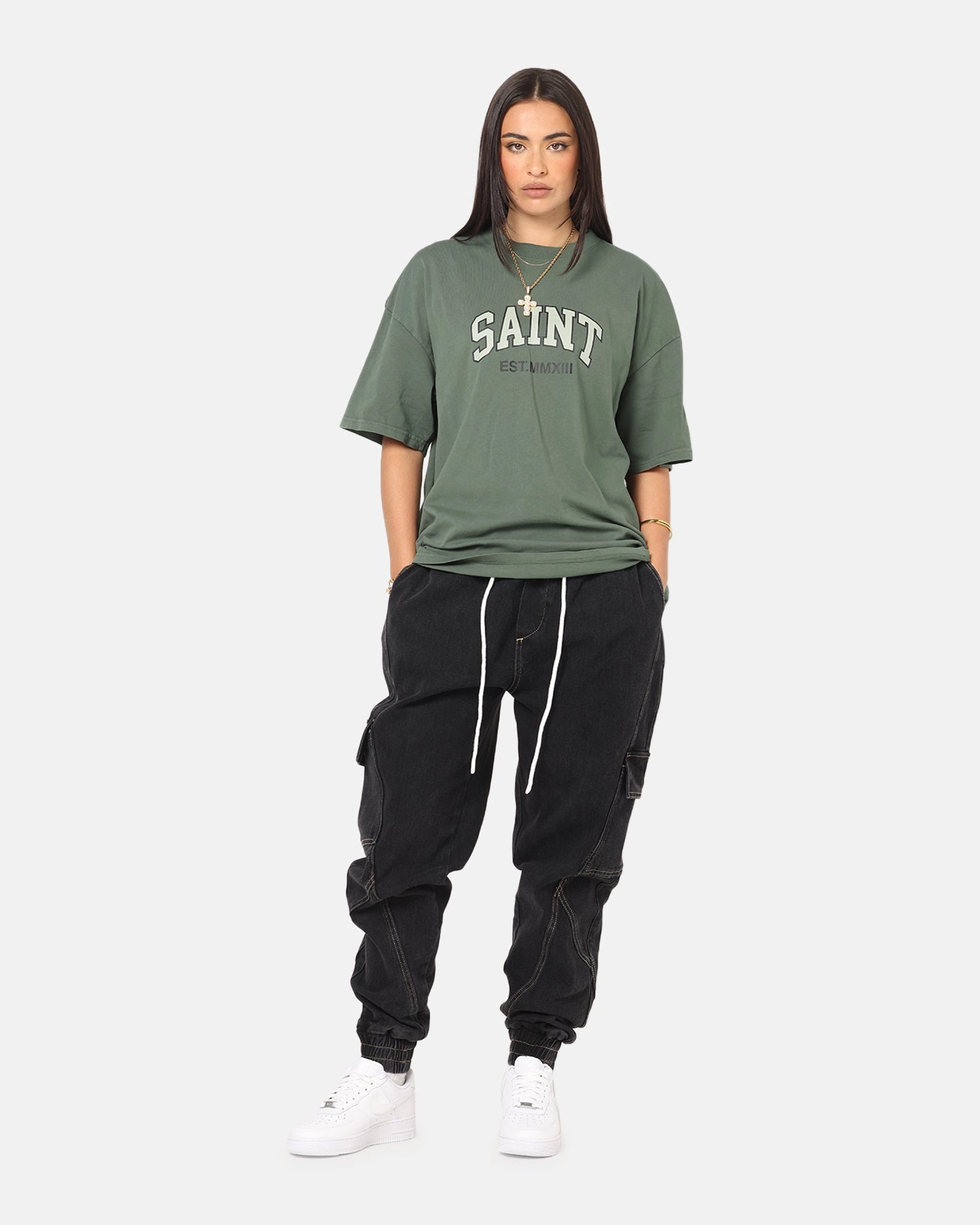 Saint Morta Established T-Shirt Green Soft Knit LayeredPanel