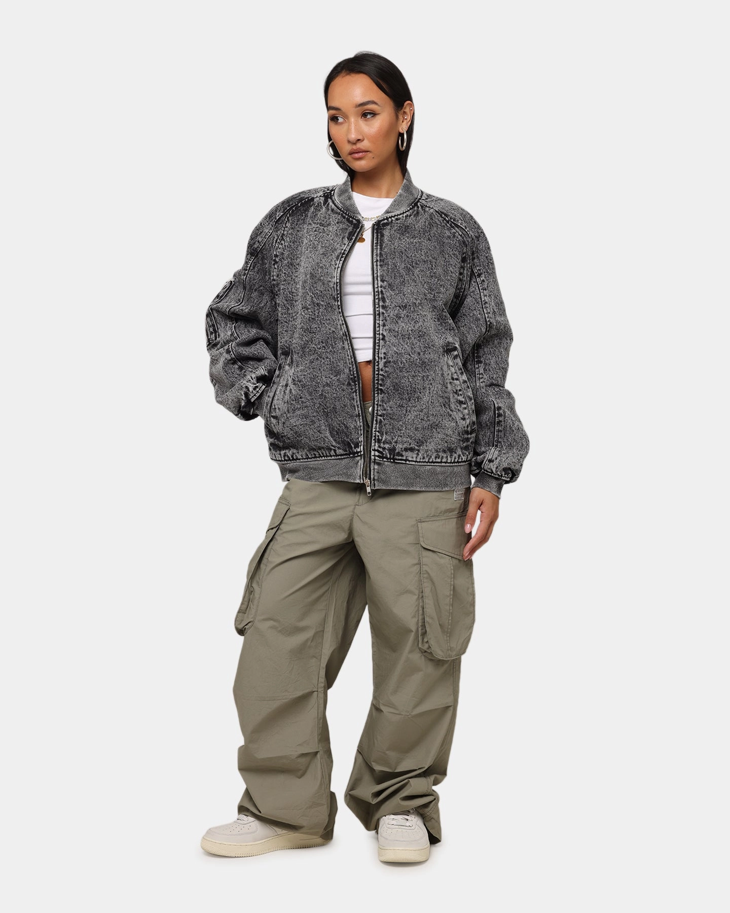 Saint Morta Flight Denim Jacket Black Stonewash Lightweight Blouse Fray Resistant Edges