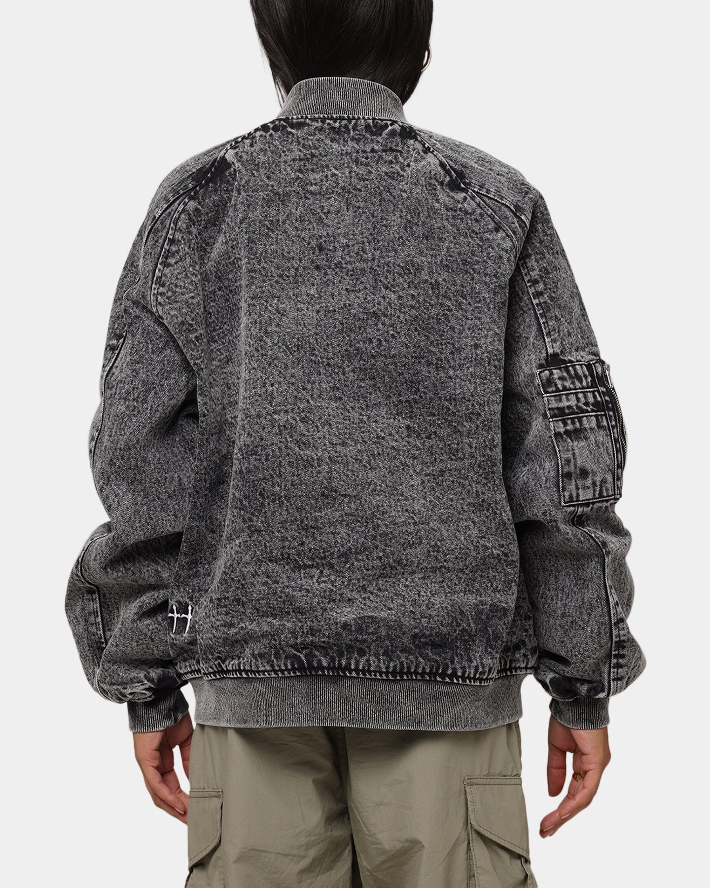 MultiPanelConstruction Saint Morta Flight Denim Jacket Black Stonewash