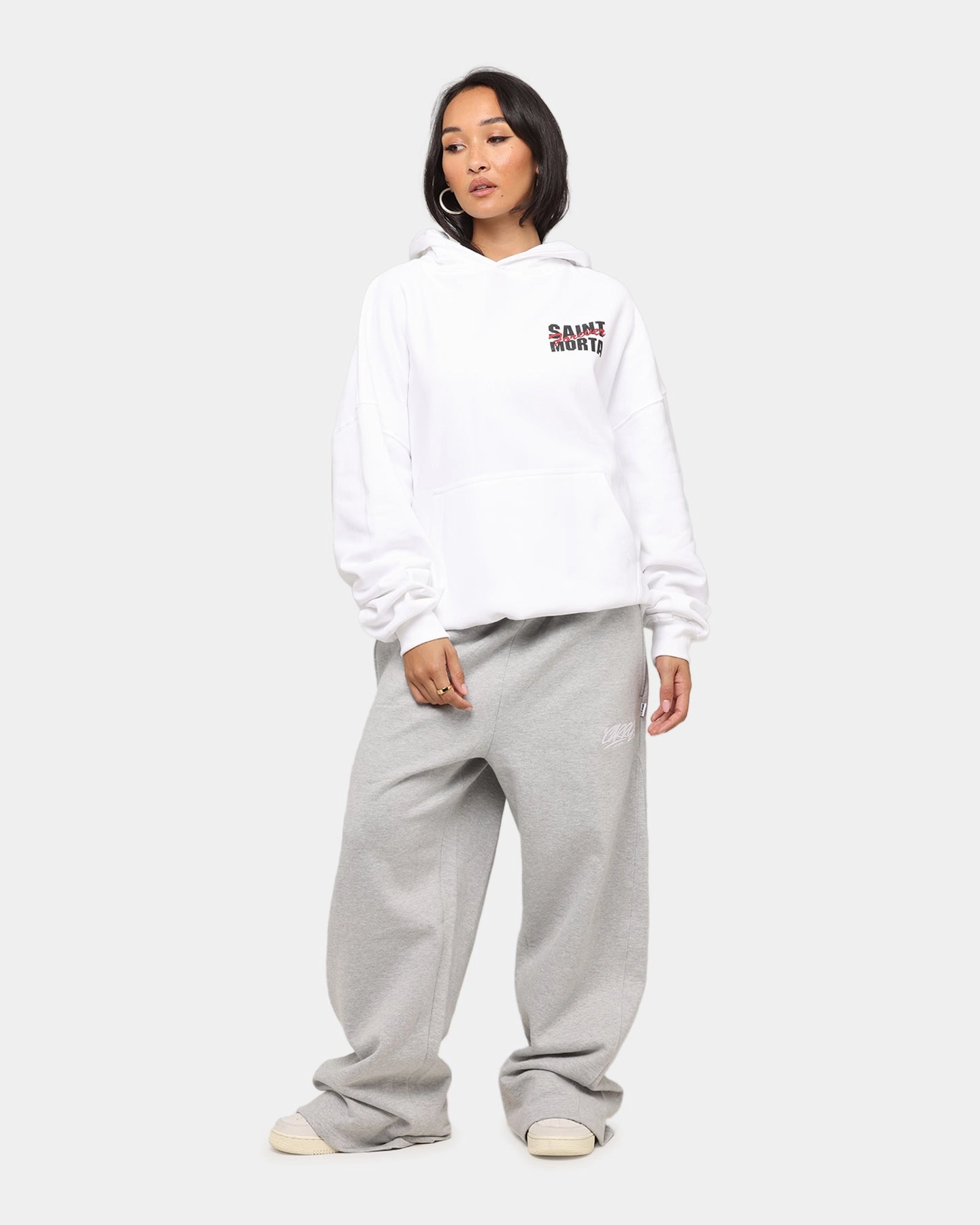 Saint Morta Forever Boxy Hoodie White Airflow Mesh Lining AntiOdorTechnology
