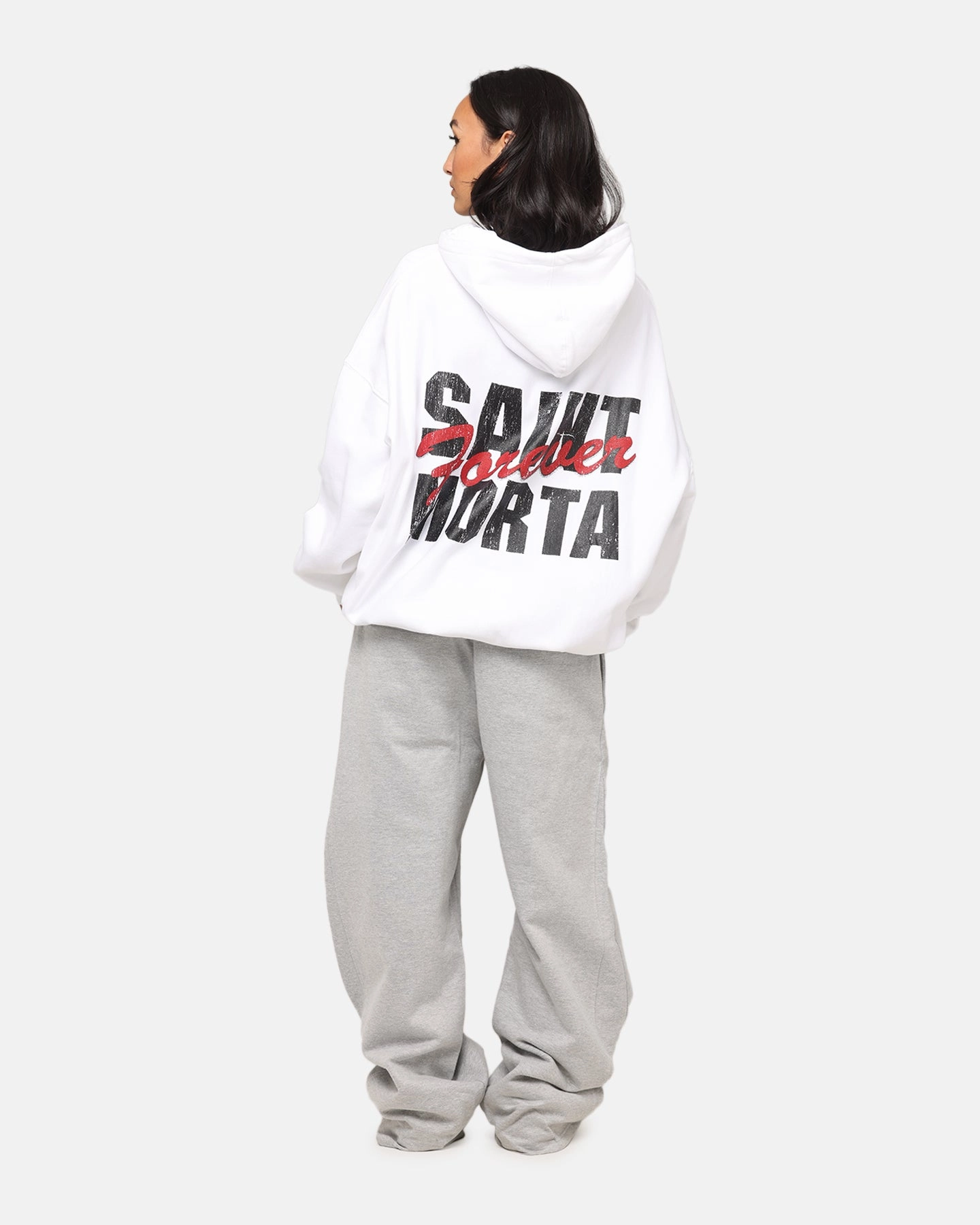 Saint Morta Forever Boxy Hoodie White Anti Pill Finish