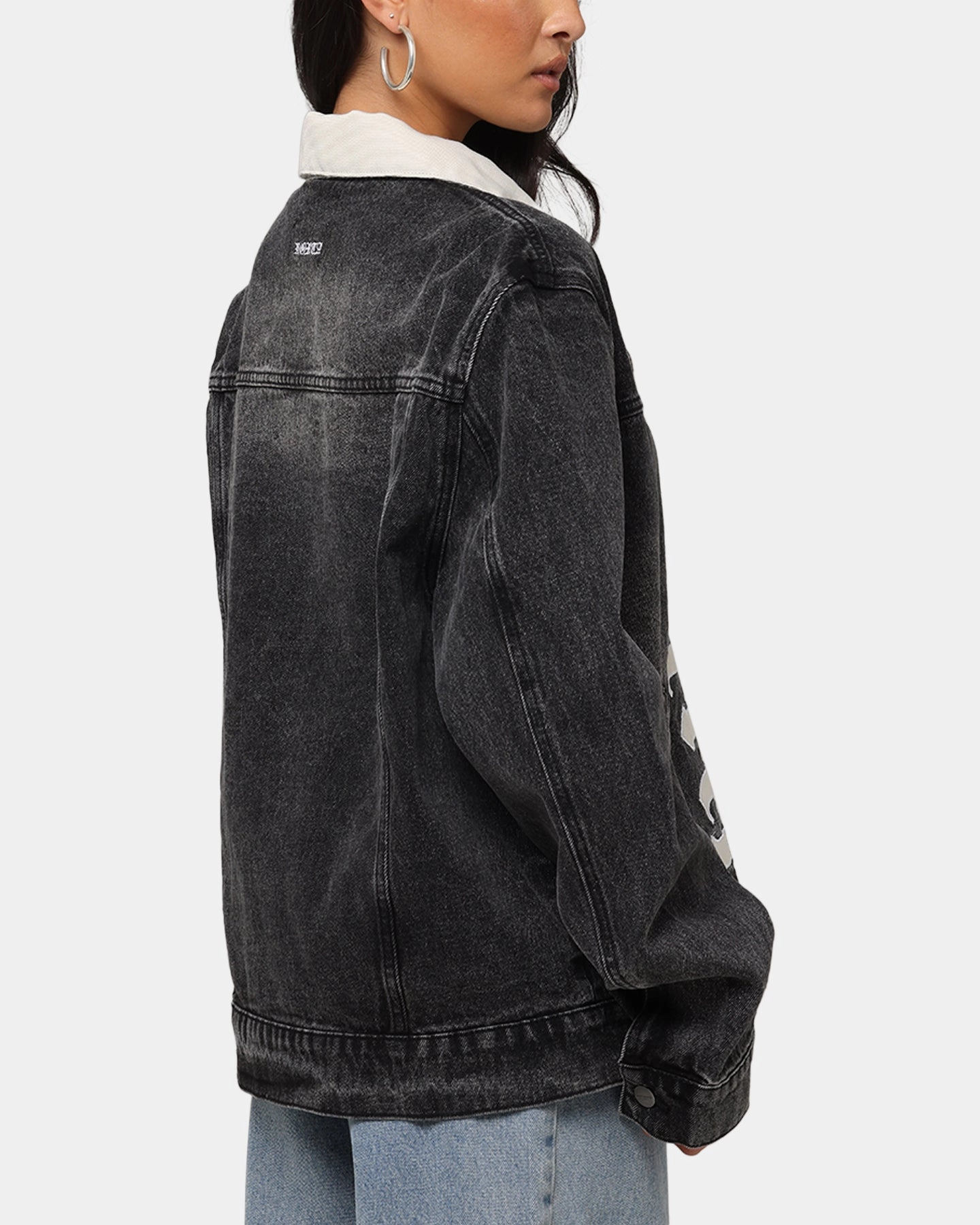 NonChafe Lining Saint Morta Gothic Distressed Denim Jacket Black Shadow