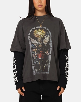 Saint Morta Kingdomcome Long Sleeve T-Shirt Washed Charcoal Wrinkle Resistant Finish