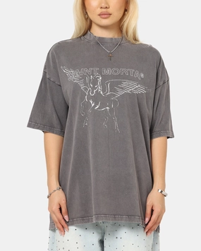 Saint Morta Liberty Mock Neck T-Shirt Washed Charcoal RelaxedNeckline