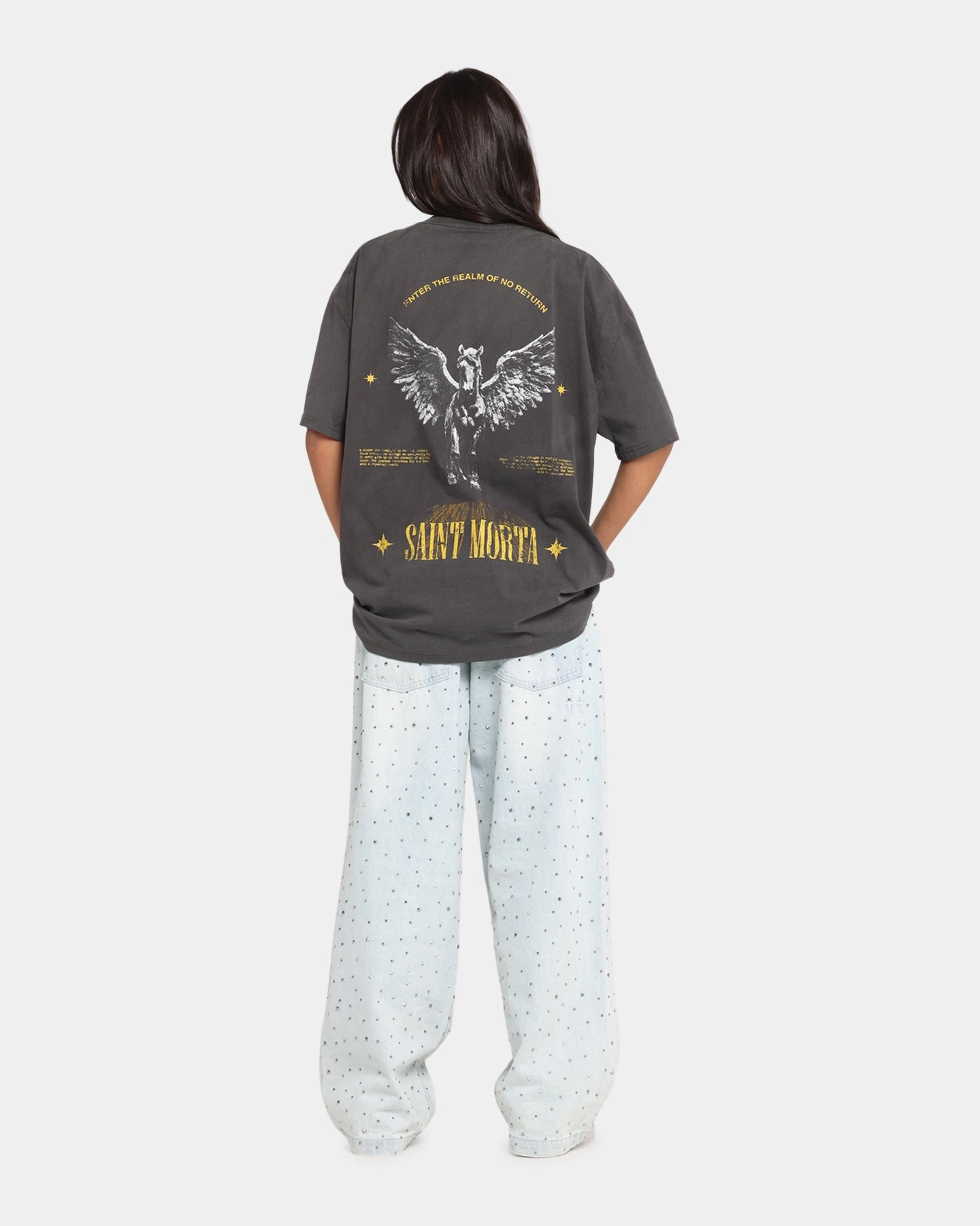 Moisture Management Fabric Saint Morta Realm Of Return Boxy T-Shirt Black Wash