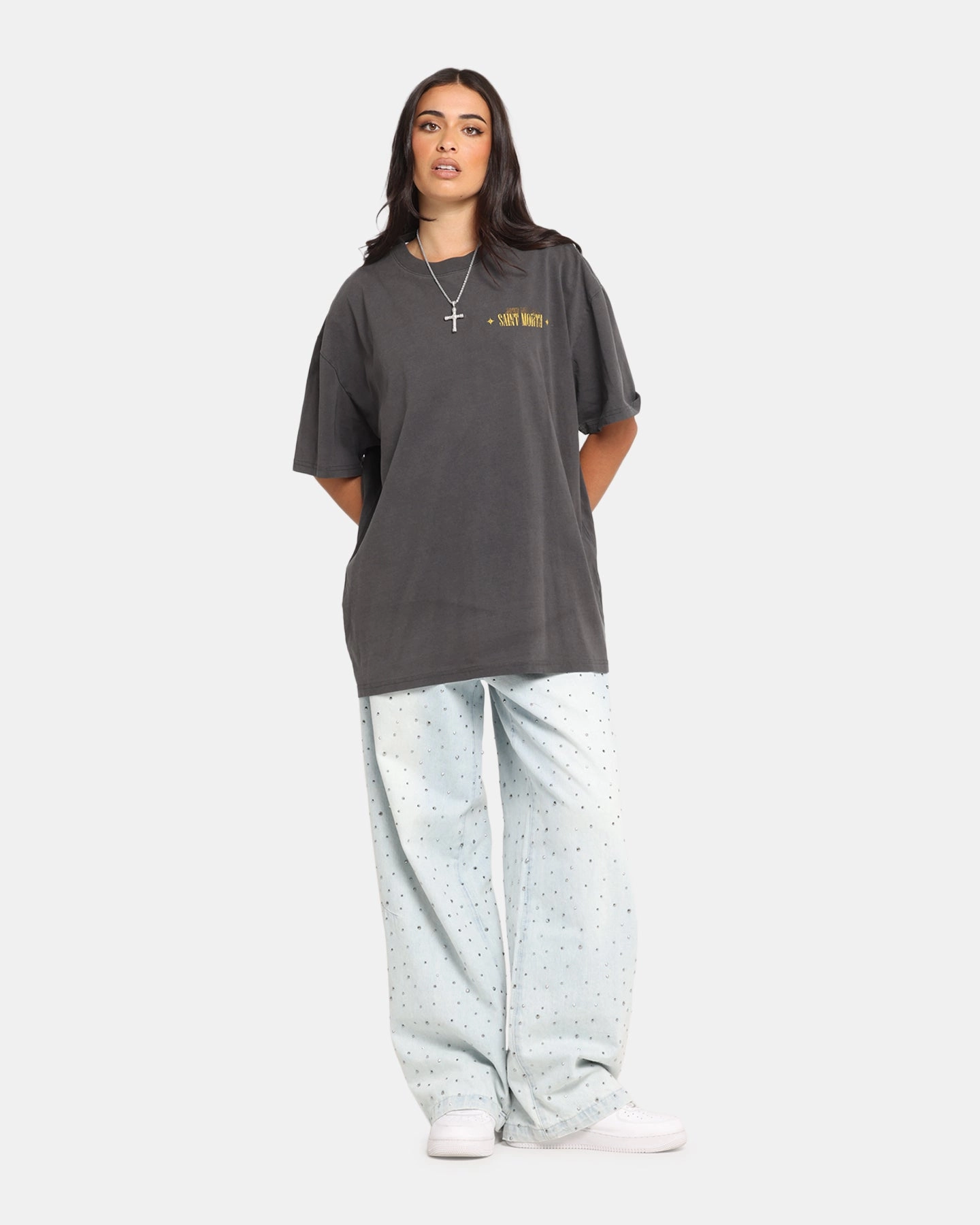 Saint Morta Realm Of Return Boxy T-Shirt Black Wash Buttonless Closure UVProtection