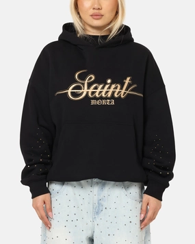Saint Morta Rodeo Drive Boxy Hoodie Black Vintage Pullover