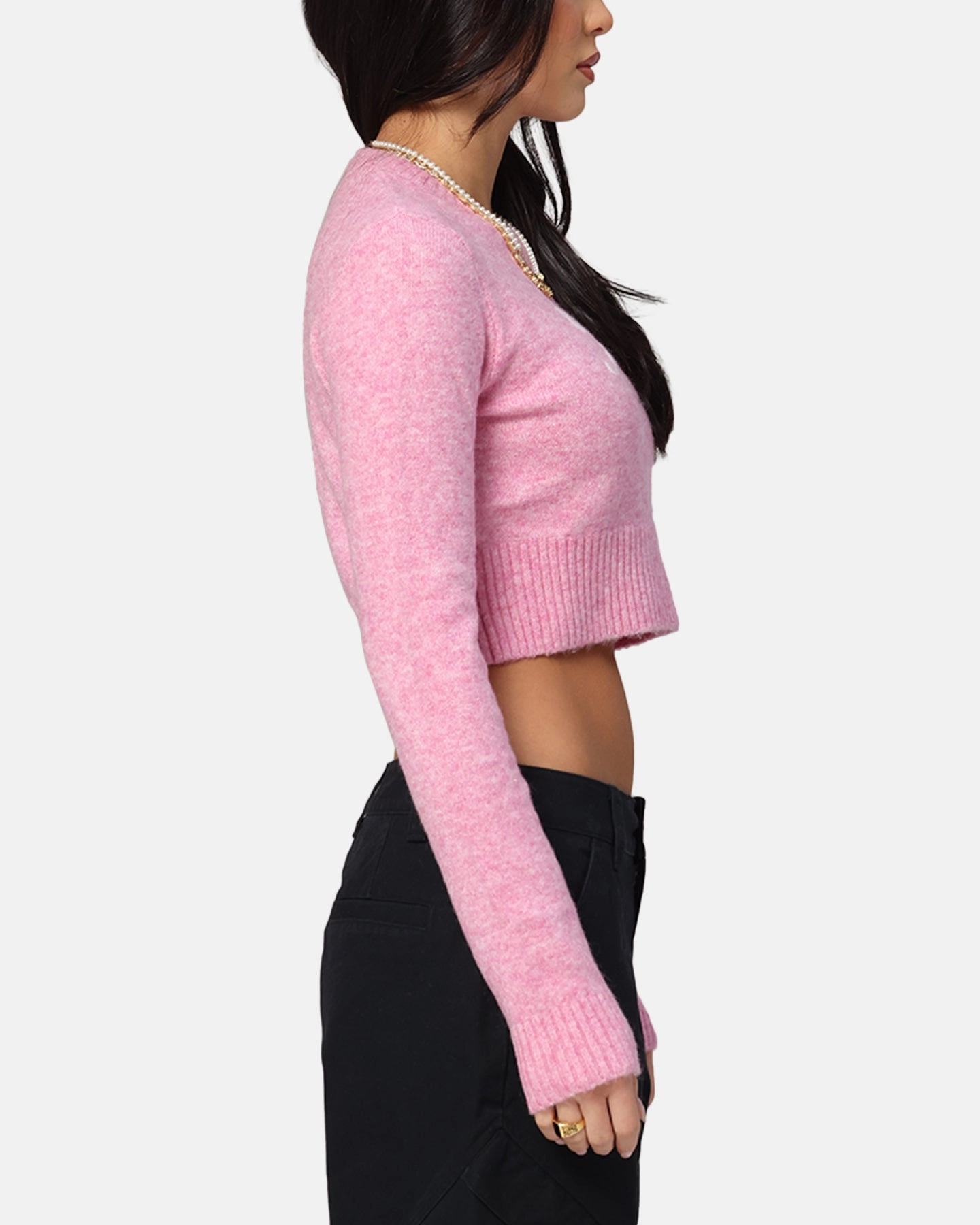 Tommy Jeans Women's Crop Script Sweater Pink Versatile Layering Piece Quick Release Buttons