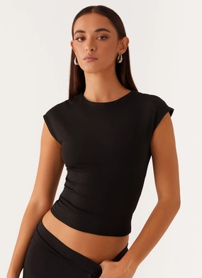 Shes A Lady Top - Black Minimalist Design