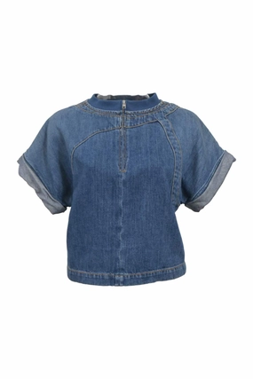 [WW45501] Alexander McQueen | Short sleeve top V-neck Shirt SmoothZipper