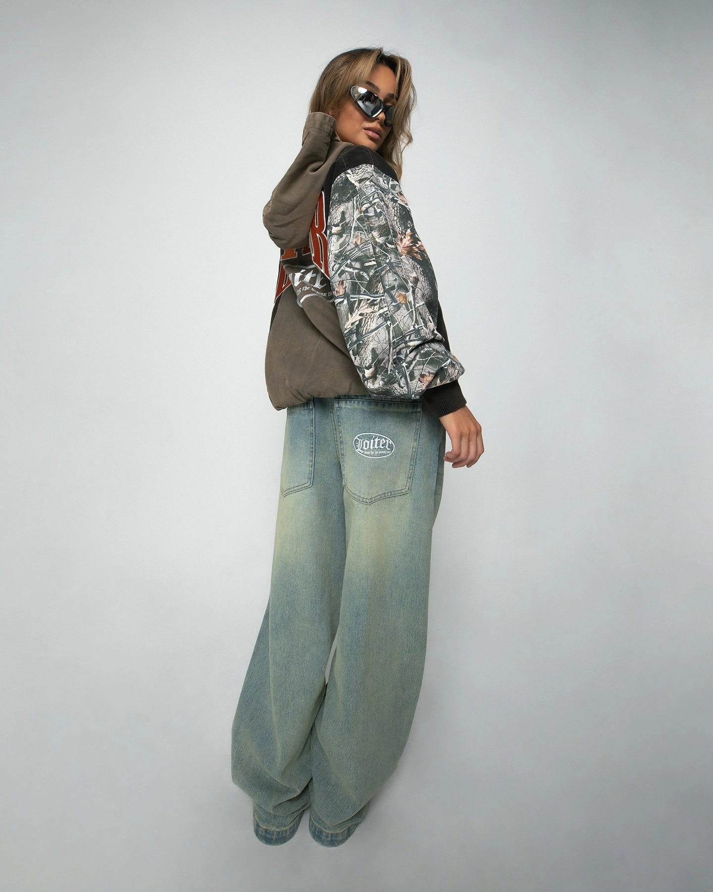 High Collar Design Loiter Splinter Hoodie Khaki/Camo