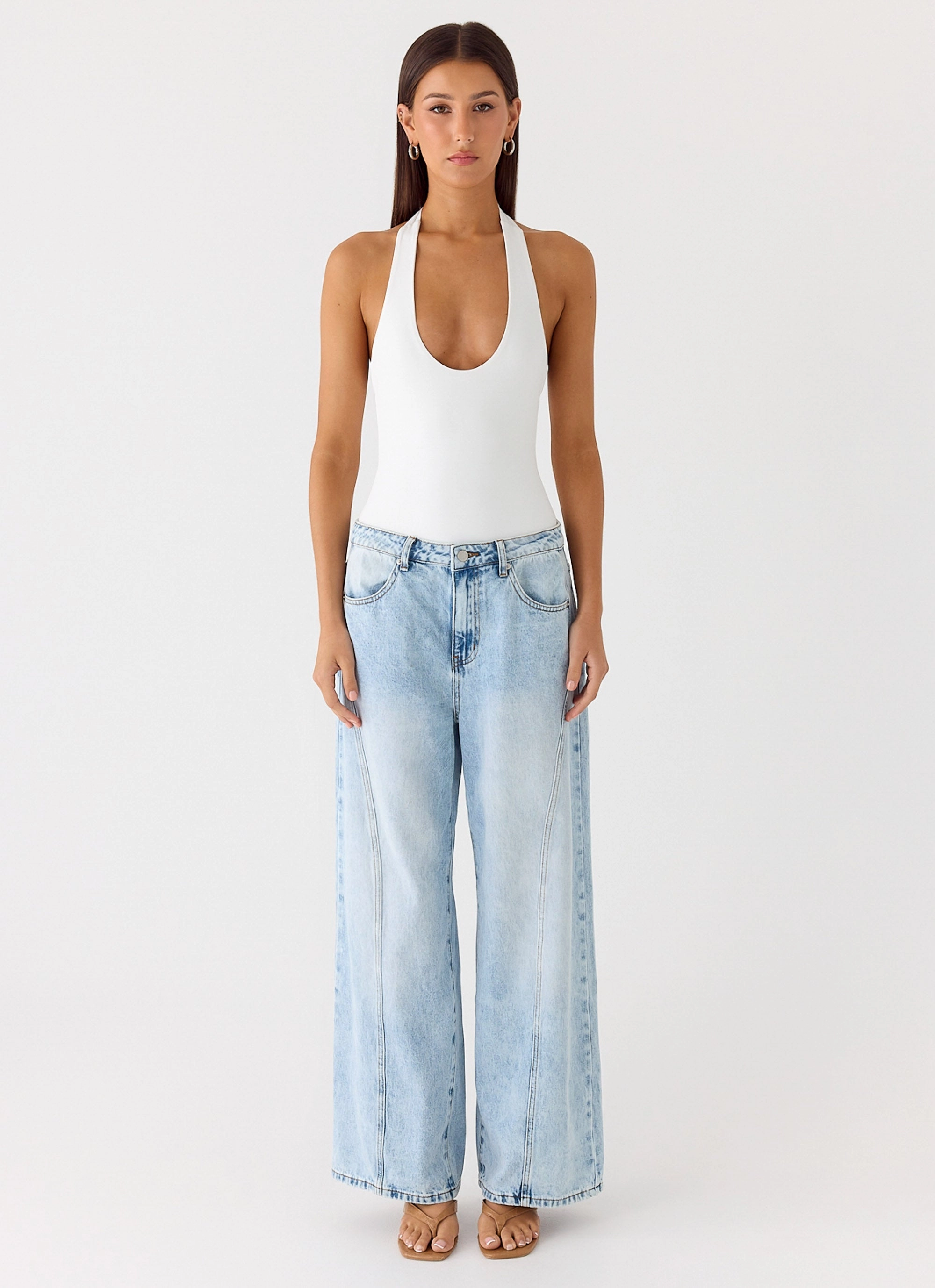 SnagResistant Fabric Set The Scene Halter Bodysuit - White