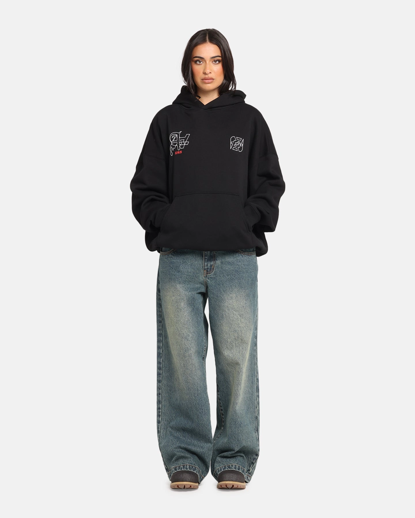 Ultra Soft Texture Tear Resistant Reinforcement The Anti Order Arcade Boxy Hoodie Black