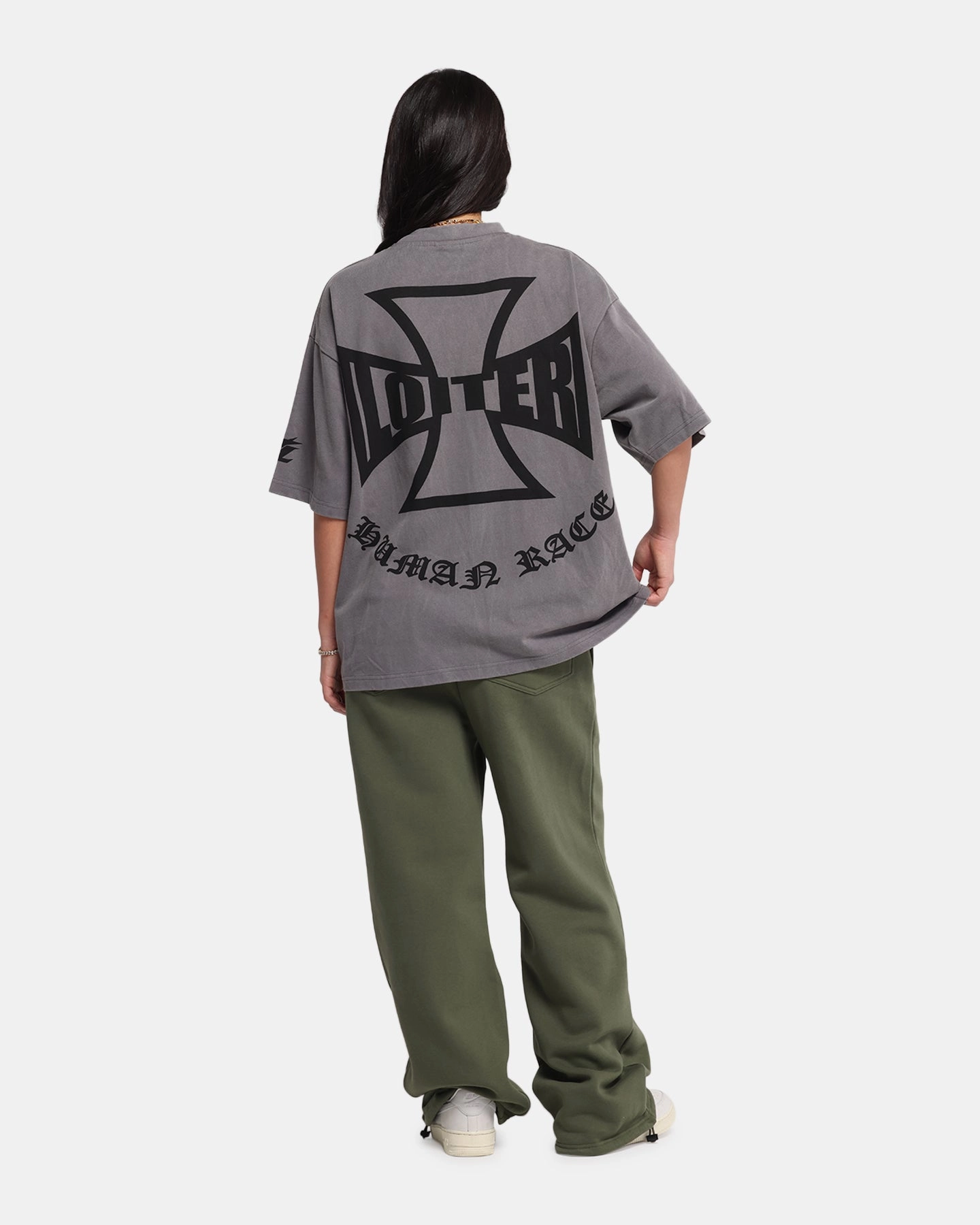 Eco Friendly Blend LowMaintenance Fabric Loiter Biker Vintage T-Shirt Vintage Charcoal