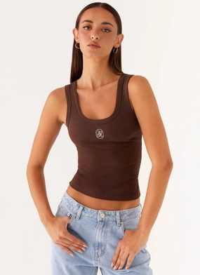 Fade Resistant Dye Signature Tank Top - Chocolate