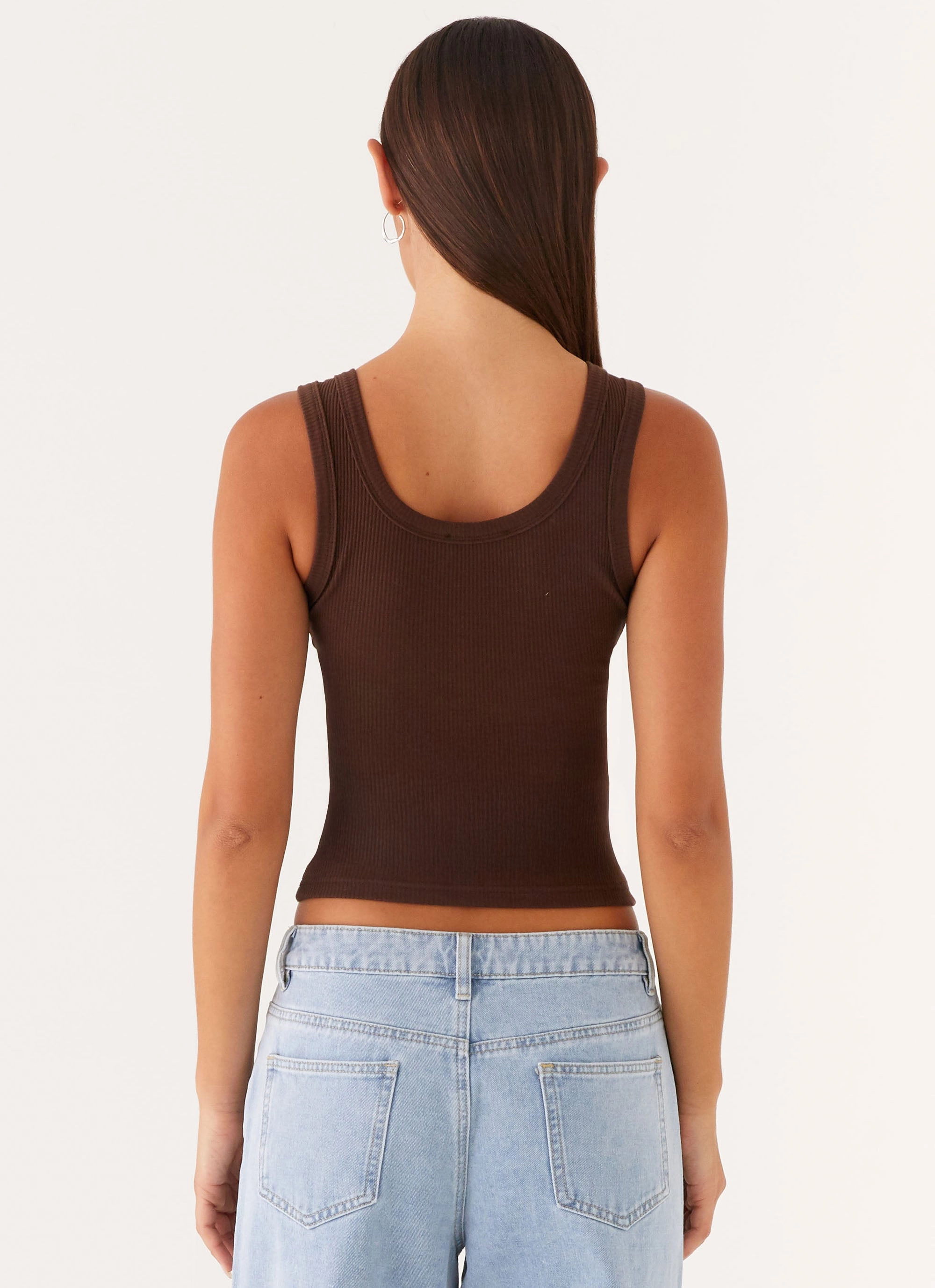Thermal Insulation Fashionable Fit Signature Tank Top - Chocolate