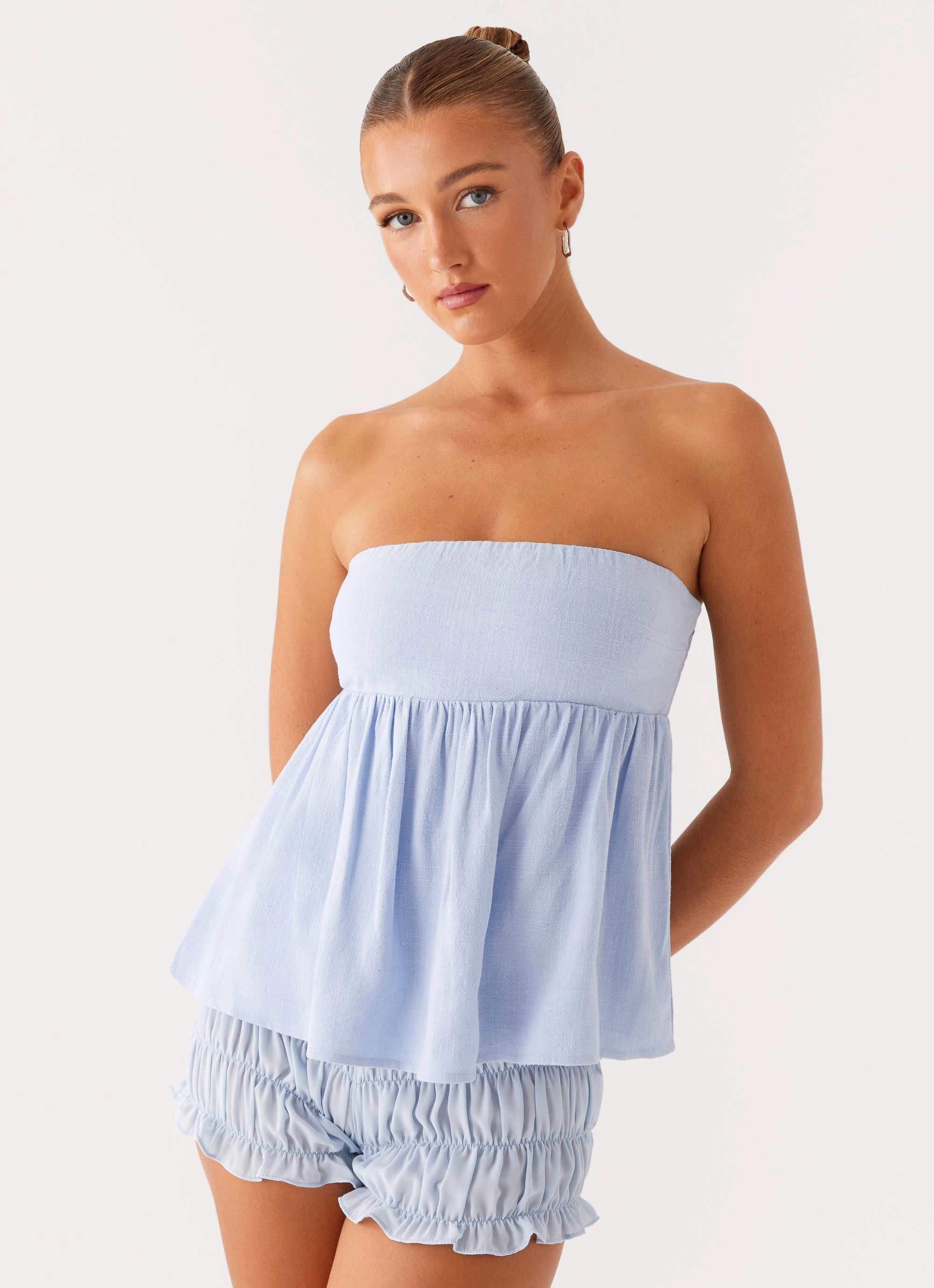WrinkleFree Weaving Cassie Tube Top - Blue