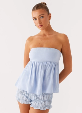 WrinkleFree Weaving Cassie Tube Top - Blue