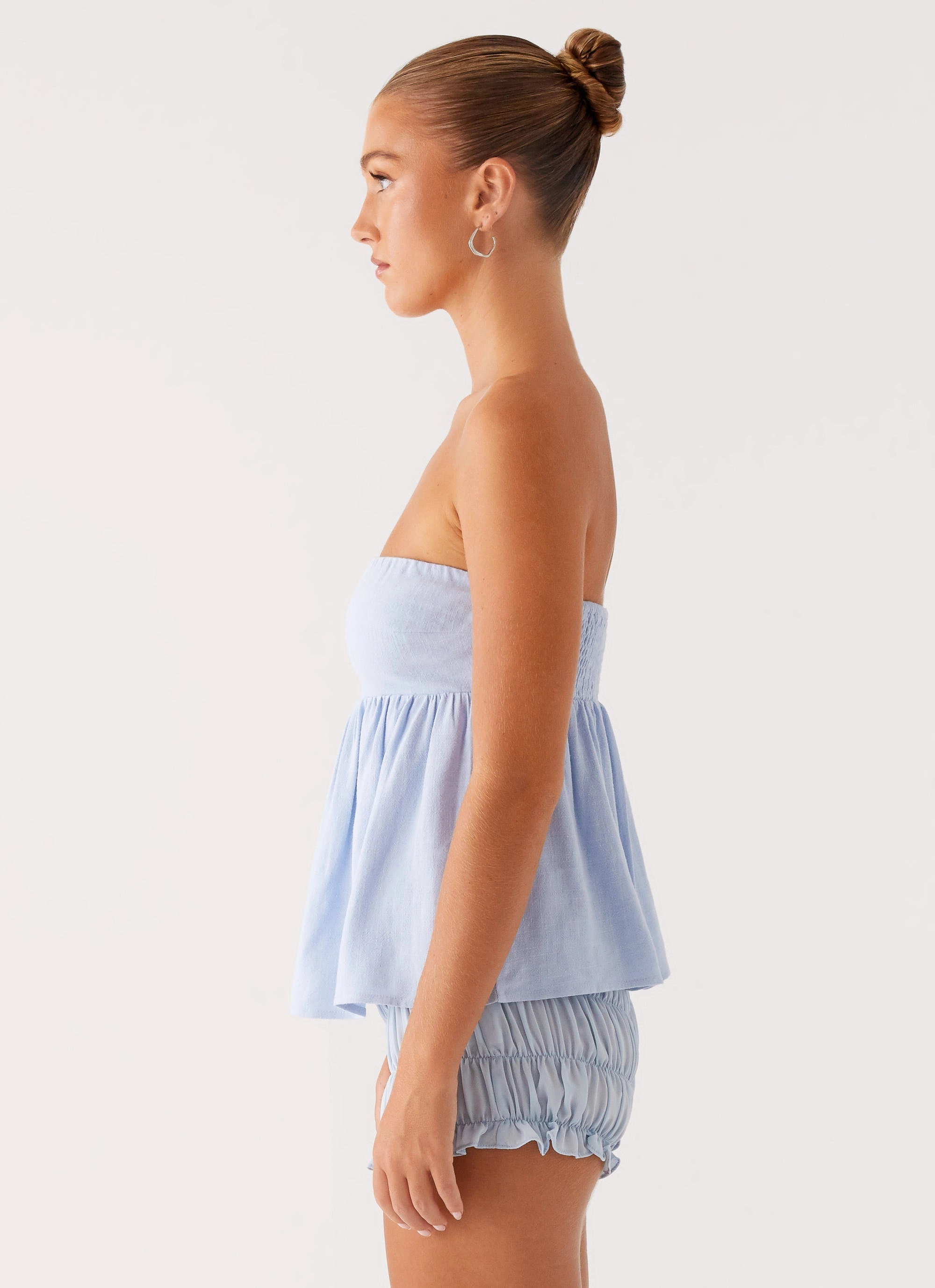 BoxyCrop Tencel Lyocell Fiber Cassie Tube Top - Blue