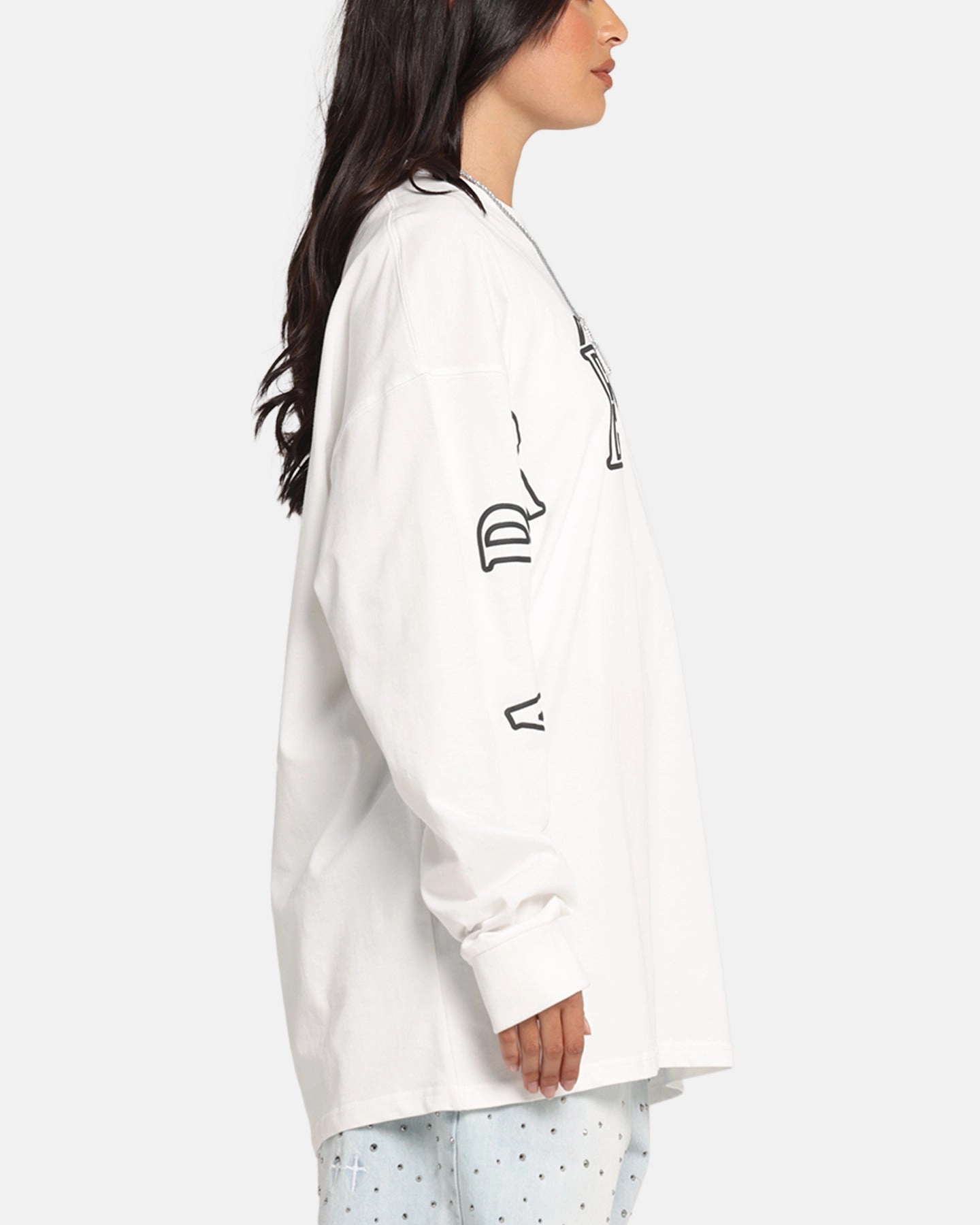 Carre Global Oversized Long Sleeve T-Shirt Off White NonToxicCoating Grid Texture Fabric
