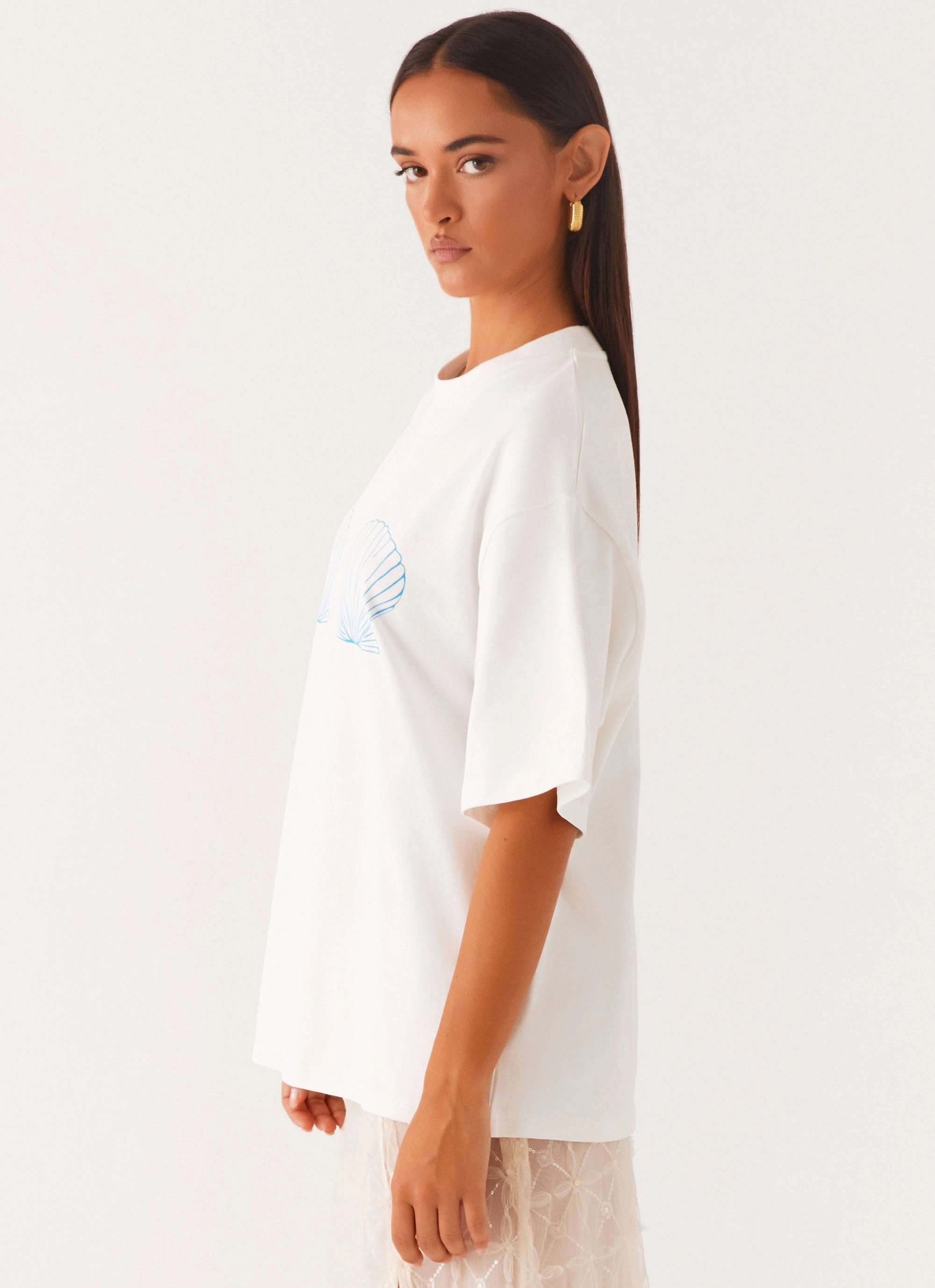 Born To Have Fun Oversized Graphic Tee - Blue Shell Friction Resistant Shoulder Interlock Stitching