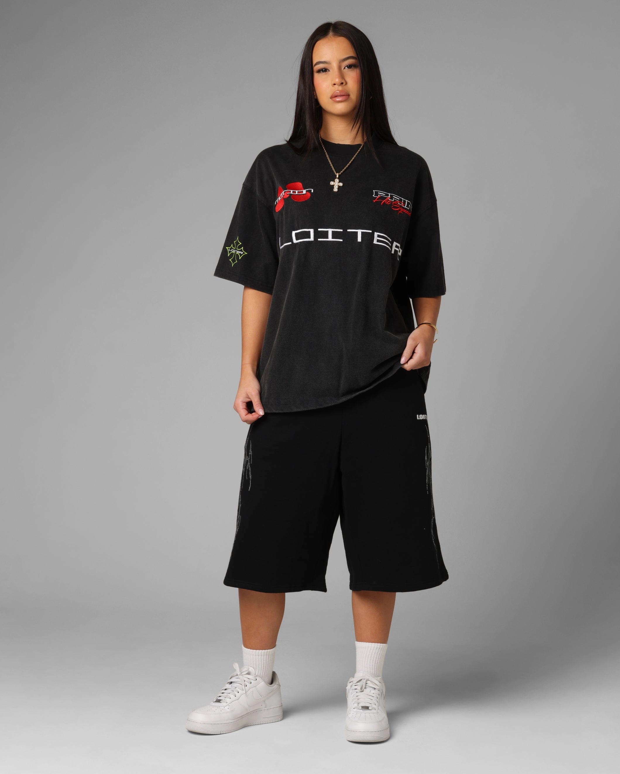 Loiter Racing Premium T-Shirt Charcoal Multi Pocket Functional Design Relaxed Hoodie