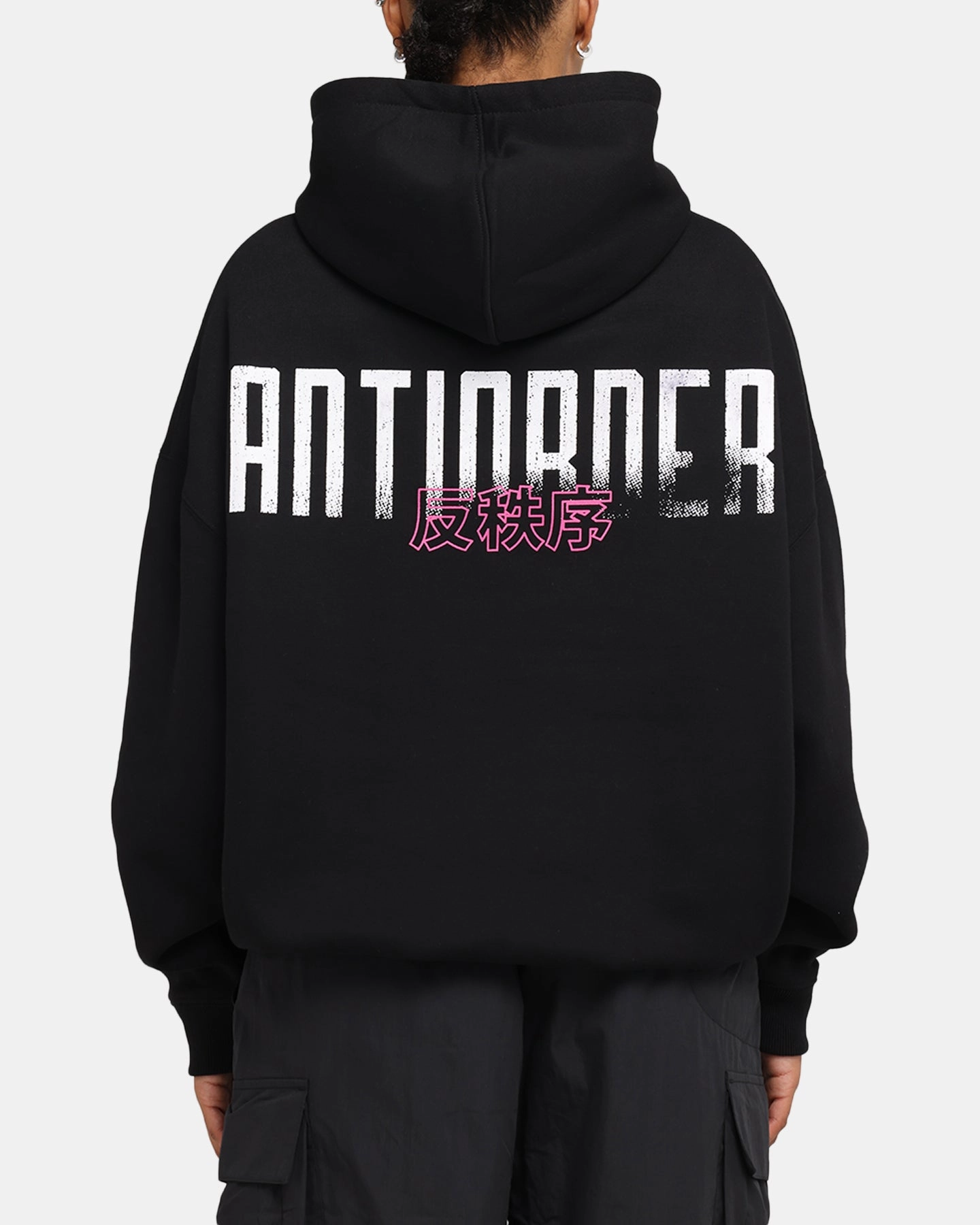 The Anti Order Ryuken Boxy Hoodie Black Ribbed Hemline