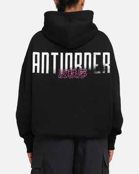 The Anti Order Ryuken Boxy Hoodie Black Ribbed Hemline