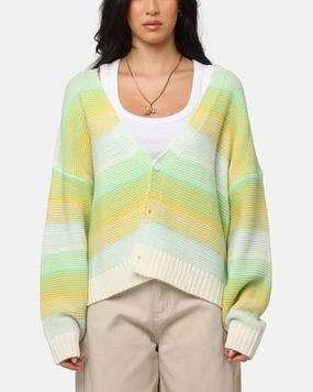 XXIII Striped Cardigan Green/Blue/Yellow Classic Crewneck Design