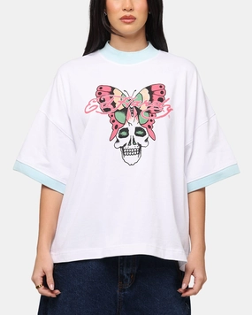 Reinforced Hem Ed Hardy Butterfly Ringer T-Shirt White