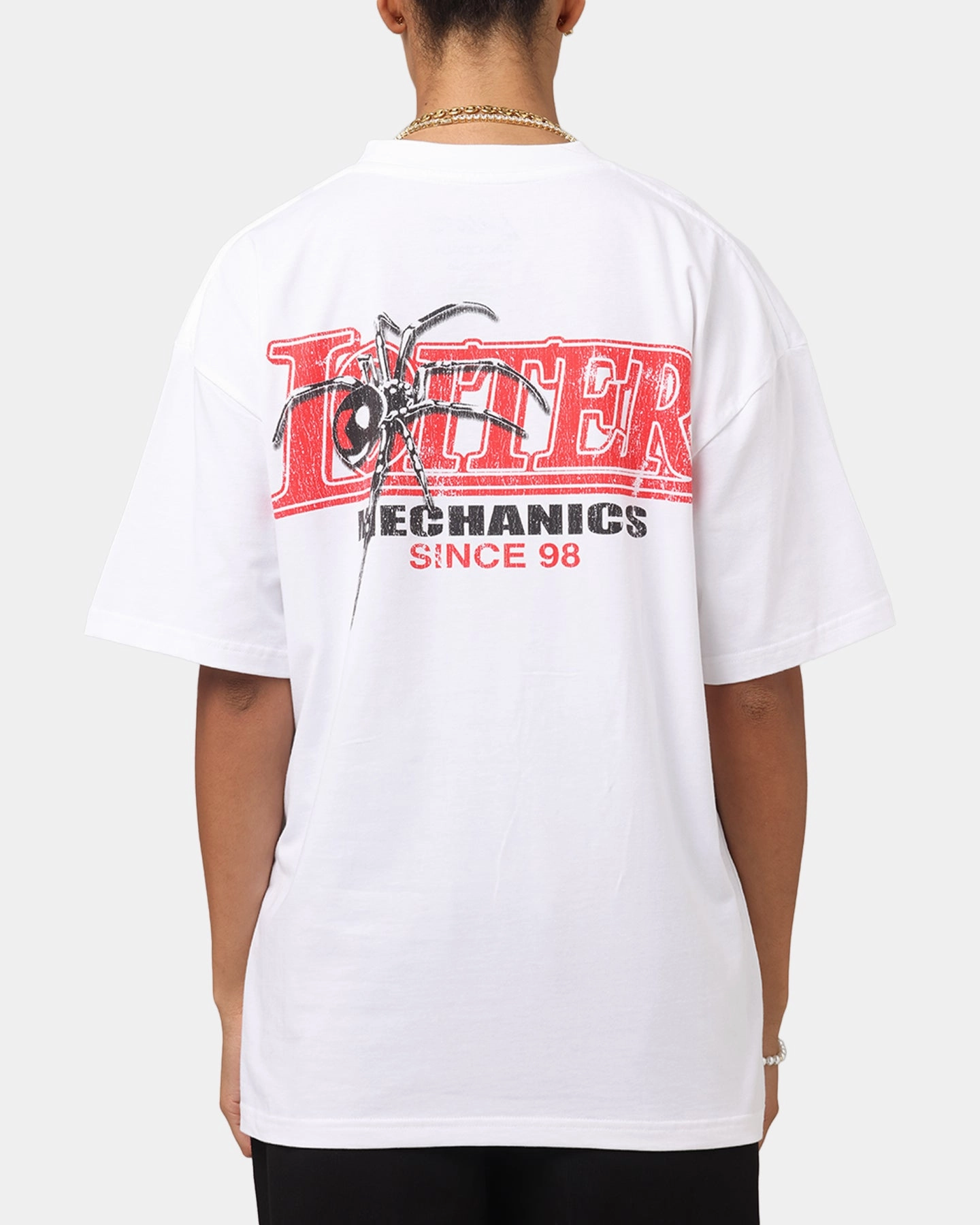 summer top Loiter Mechanic Drop T-Shirt White