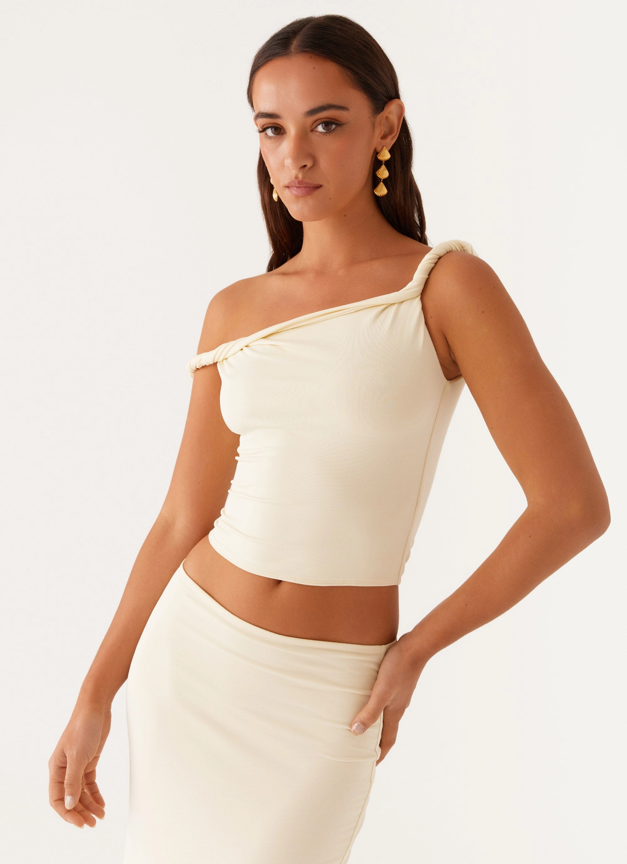 Reinforced Shoulder Solace Soul Twist Shoulder Top - Yellow
