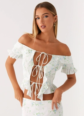 Star Girl Top - Vintage Ditsy Floral Ventilated Panels