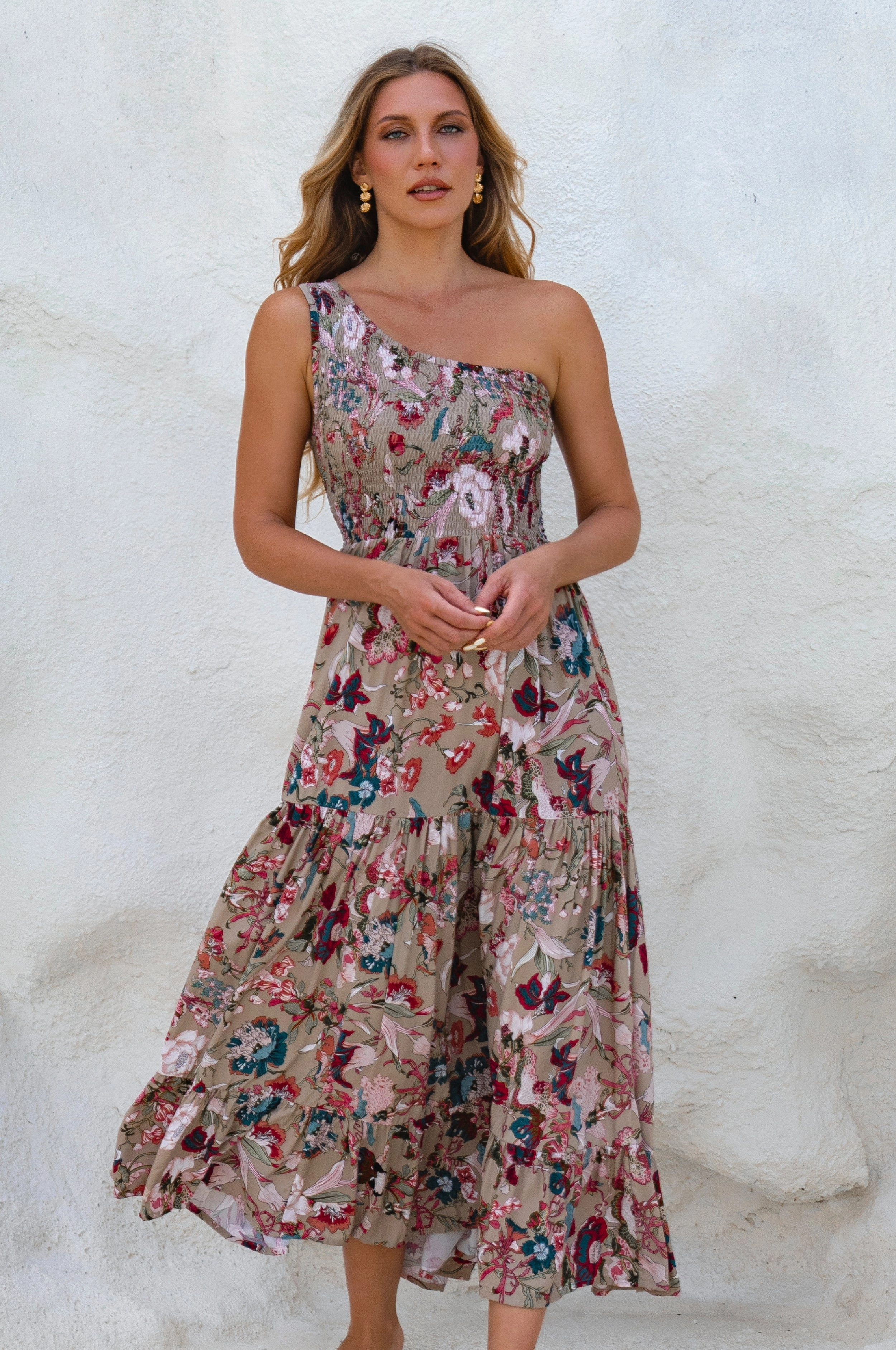 Cassandra One Shoulder Maxi Dress Slender Look Gender Inclusive