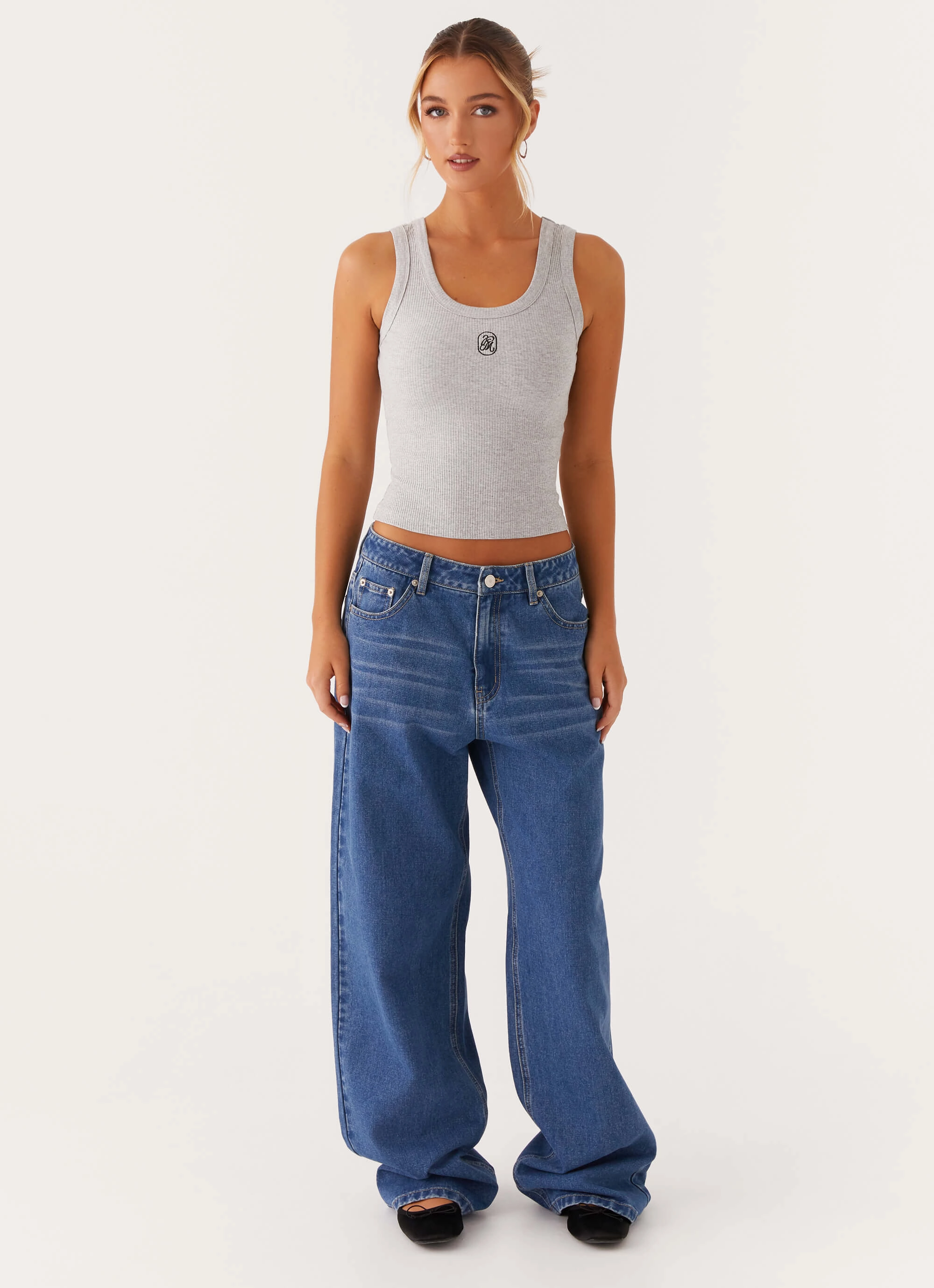 Signature Tank Top - Light Grey Marle NonRestrictive Armholes StretchKnit