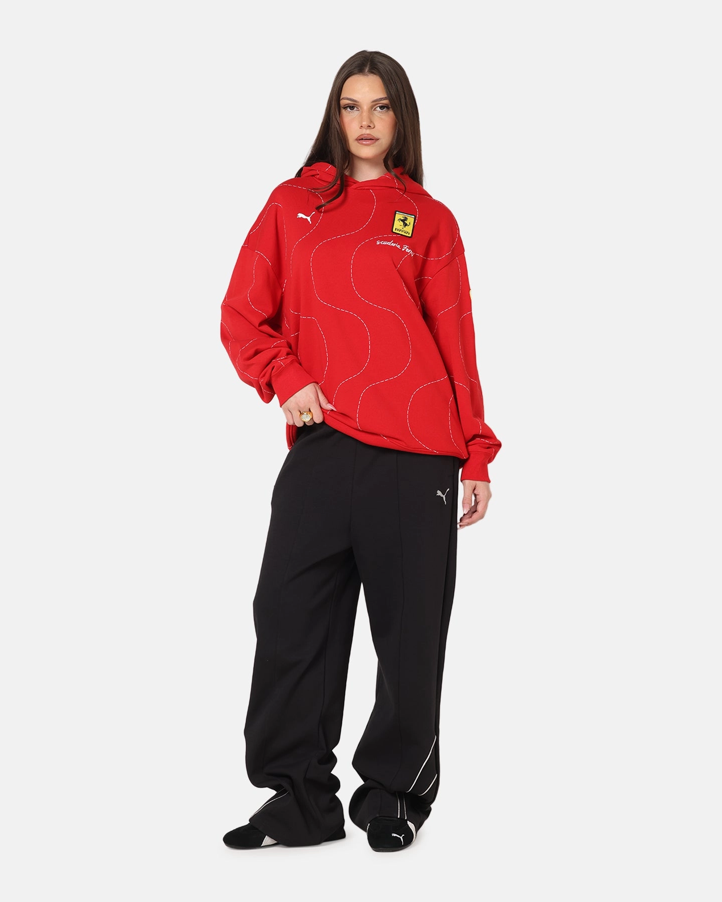 Ergonomic Pattern Design Flex Fit Shoulder Construction Puma X Scuderia Ferrari Monza Hoodie Rosso Corsa