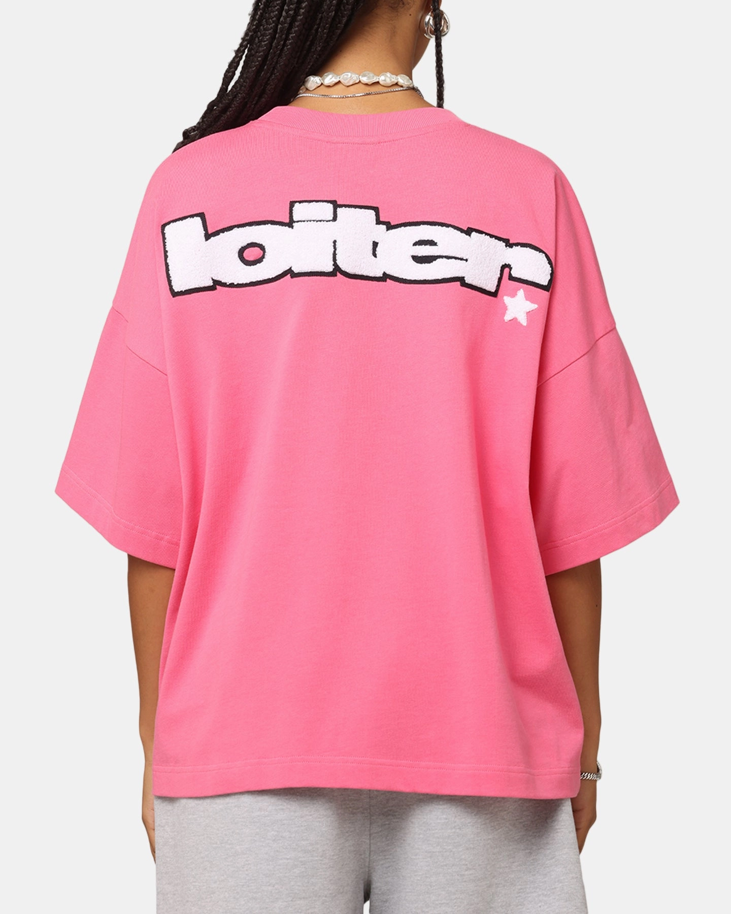 Loiter Premium Essentials Boxy T-Shirt Pink LayeredNeckline