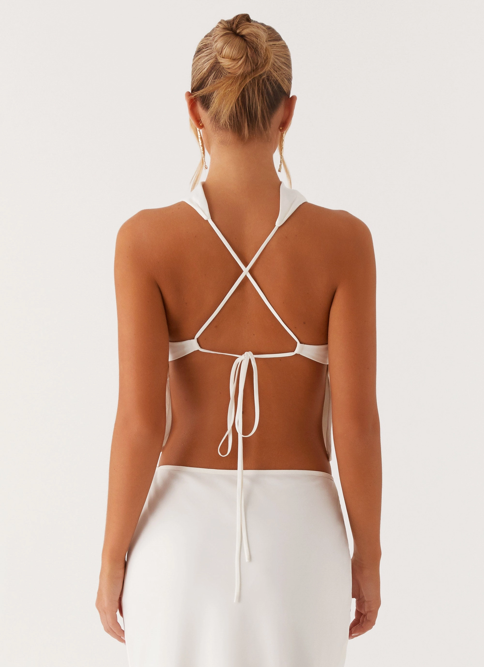 Brookie Satin Top - White retro look
